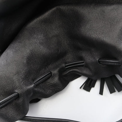 ドローストリング フリンジ 2WAY ショルダーバッグ レザー ブラック ジルサンダー バッグ JIL SANDER