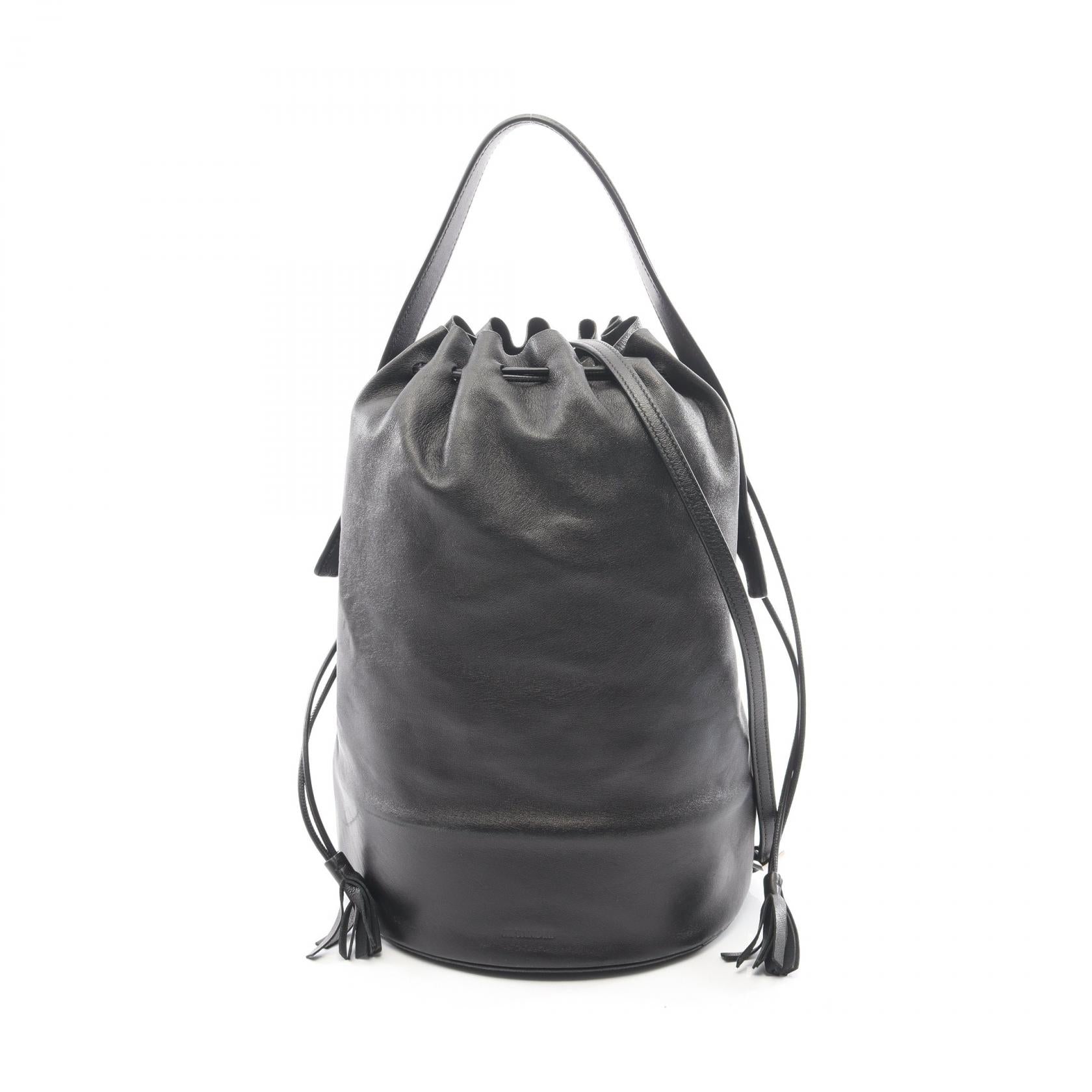 ドローストリング フリンジ 2WAY ショルダーバッグ レザー ブラック ジルサンダー バッグ JIL SANDER