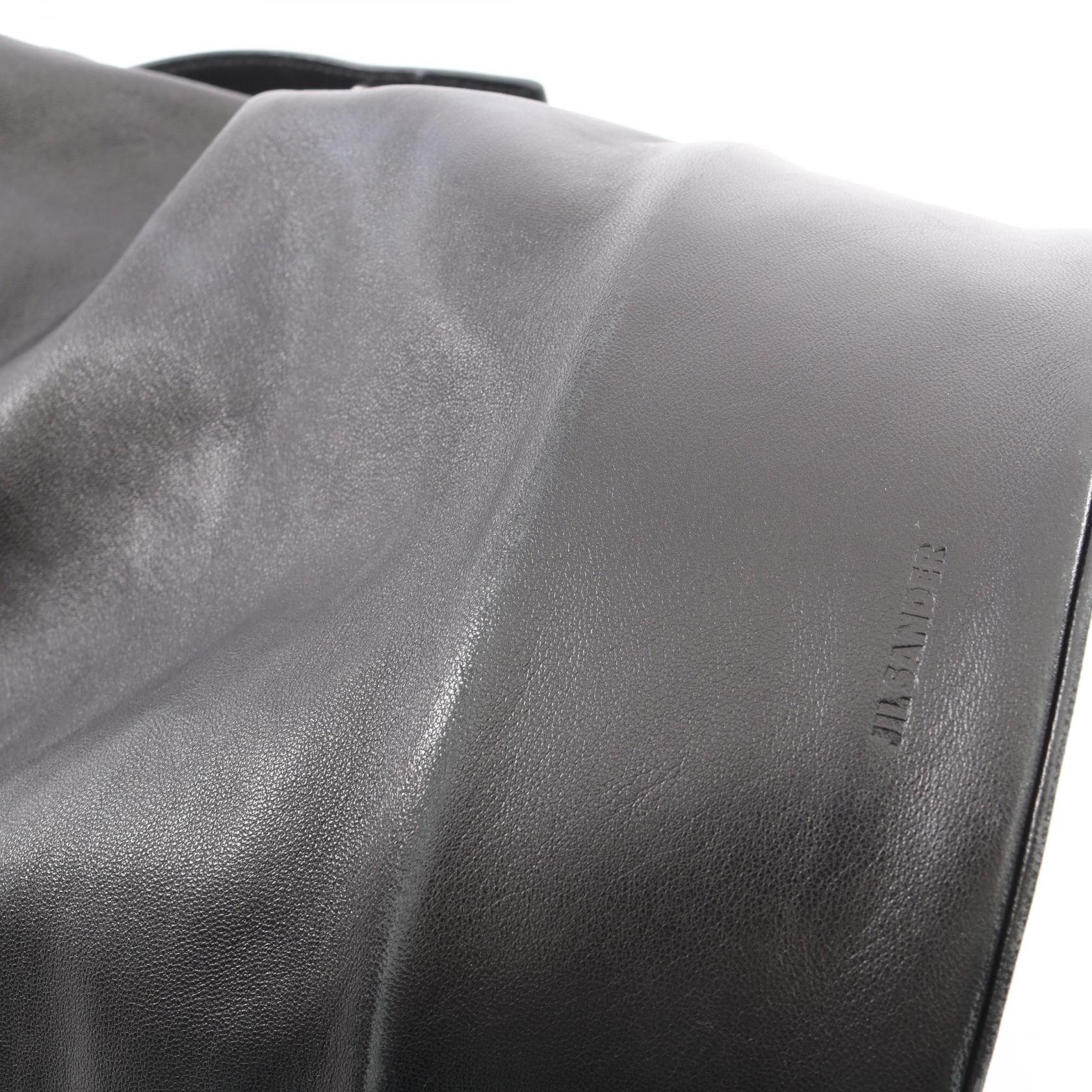 ドローストリング フリンジ 2WAY ショルダーバッグ レザー ブラック ジルサンダー バッグ JIL SANDER