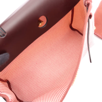 エールバッグジップPM フランボワーズ ルージュセリエ 2WAY ハンドバッグ トワルキャドリーユ ヴァッシュハンター レッド ホワイト ボルドー ゴールド金具 U刻印 エルメス