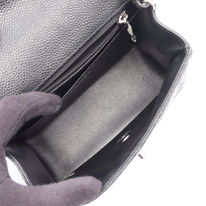 ミニマトラッセ チェーンショルダーバッグ キャビアスキン ブラック シルバー金具 シャネル