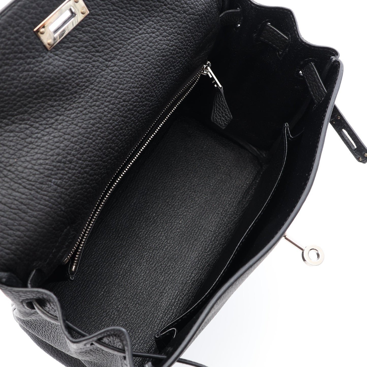 ケリー25 2WAY ハンドバッグ トゴ ブラック シルバー金具 D刻印 エルメス