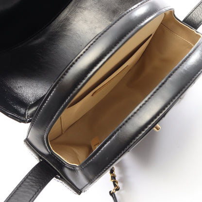 マトラッセ ラウンド 2WAY チェーンショルダーバッグ レザー ブラック ゴールド金具 シャネル