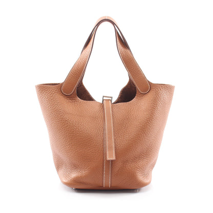 ピコタンMM ゴールド ハンドバッグ トリヨンクレマンス ブラウン シルバー金具 □K刻印 エルメス バッグ HERMES