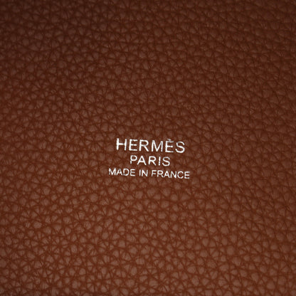 ピコタンMM ゴールド ハンドバッグ トリヨンクレマンス ブラウン シルバー金具 □K刻印 エルメス バッグ HERMES