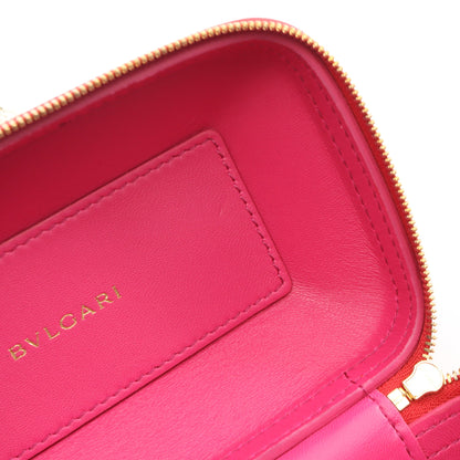 セルペンティ ジュエリーボックス 2WAY バニティバッグ ハンドバッグ レザー レッド ブルガリ