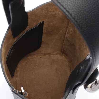ペブルバケット ミニバッグ 2WAY ハンドバッグ レザー ブラック ロエベ