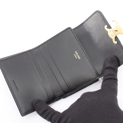 コンパクトウォレット トリオンフ 三つ折り財布 レザー ブラック セリーヌ