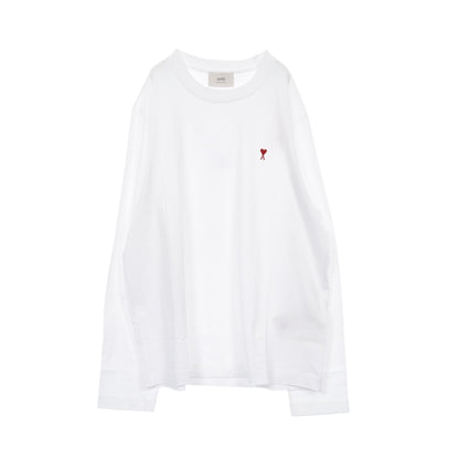 ハートロゴ刺繍 長袖Tシャツ コットン ホワイト アミアレクサンドルマテュッシ