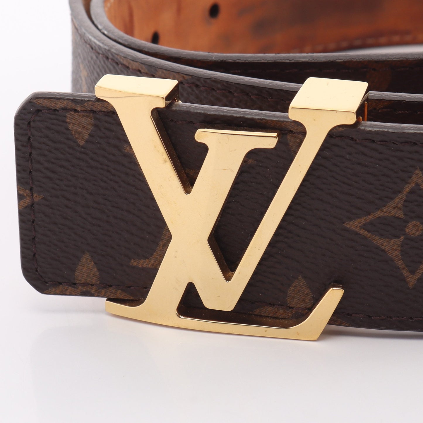 サンチュール LV イニシアル 40MM モノグラム ベルト PVC レザー ブラウン ルイヴィトン