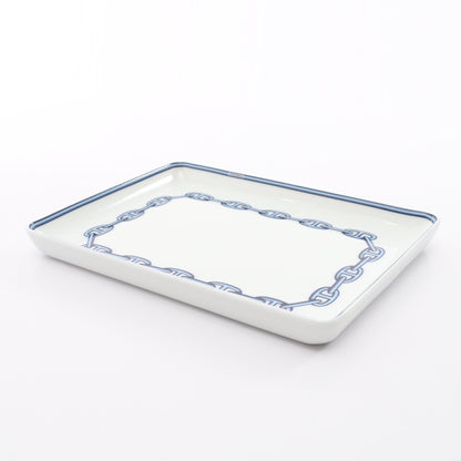 シェーヌダンクル スクエアプレート 食器 陶器 ホワイト ブルー エルメス