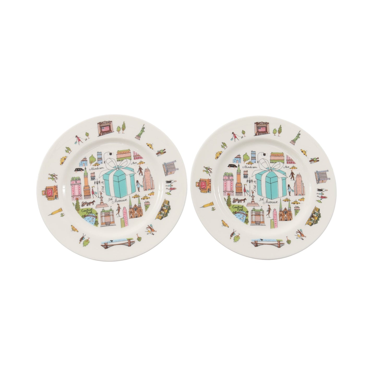 5th アベニュー プレート 2点セット 食器 陶器 ホワイト マルチカラー ティファニー 財布・小物 TIFFANY & Co.