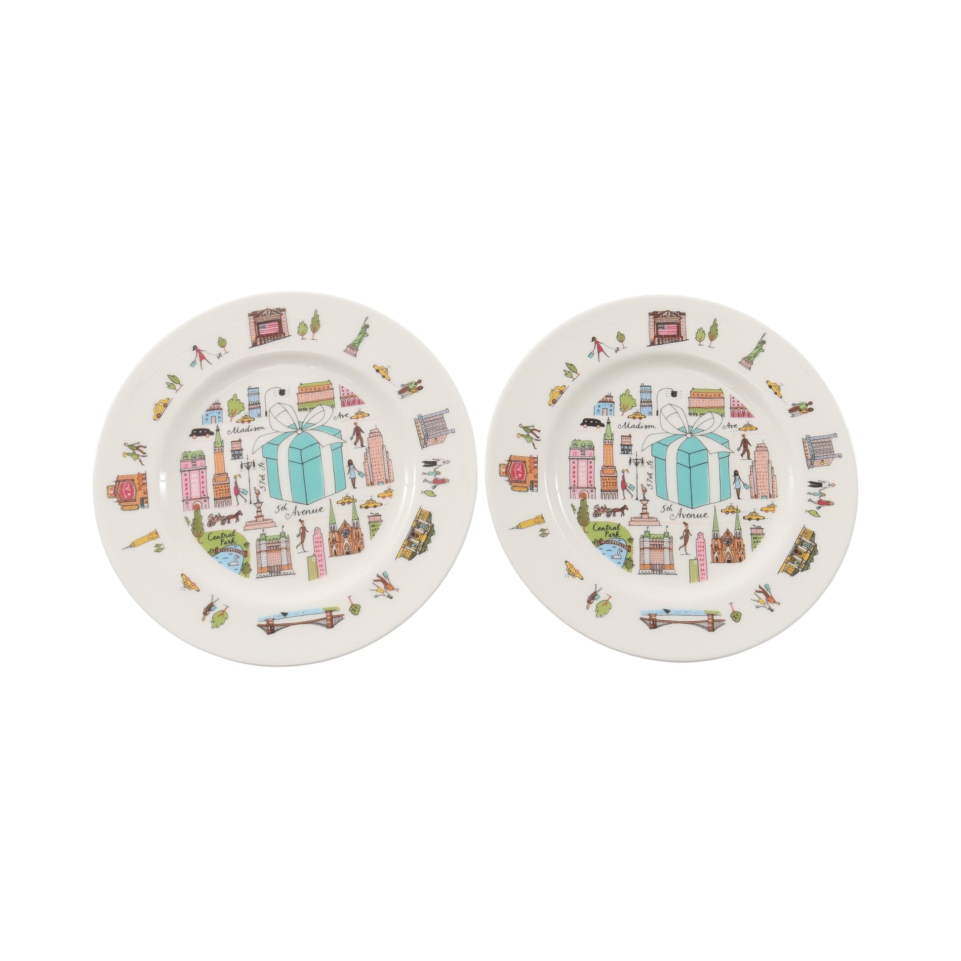 5th アベニュー プレート 2点セット 食器 陶器 ホワイト マルチカラー ティファニー 財布・小物 TIFFANY & Co.