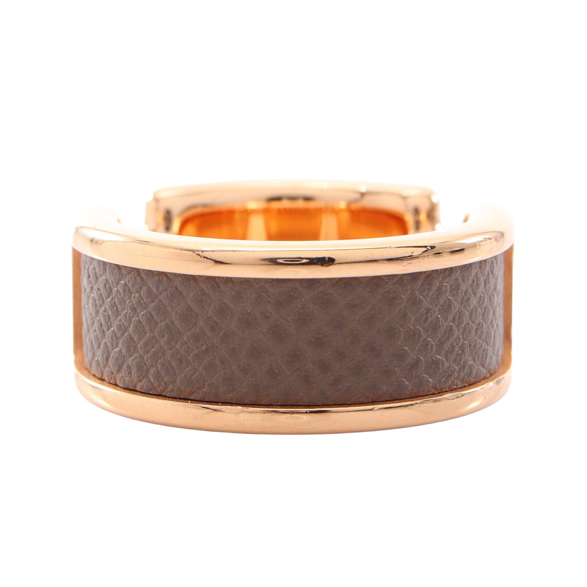 オランプPM エトゥープ リング 指輪 GP レザー ピンクゴールド グレーブラウン エルメス アクセサリー HERMES