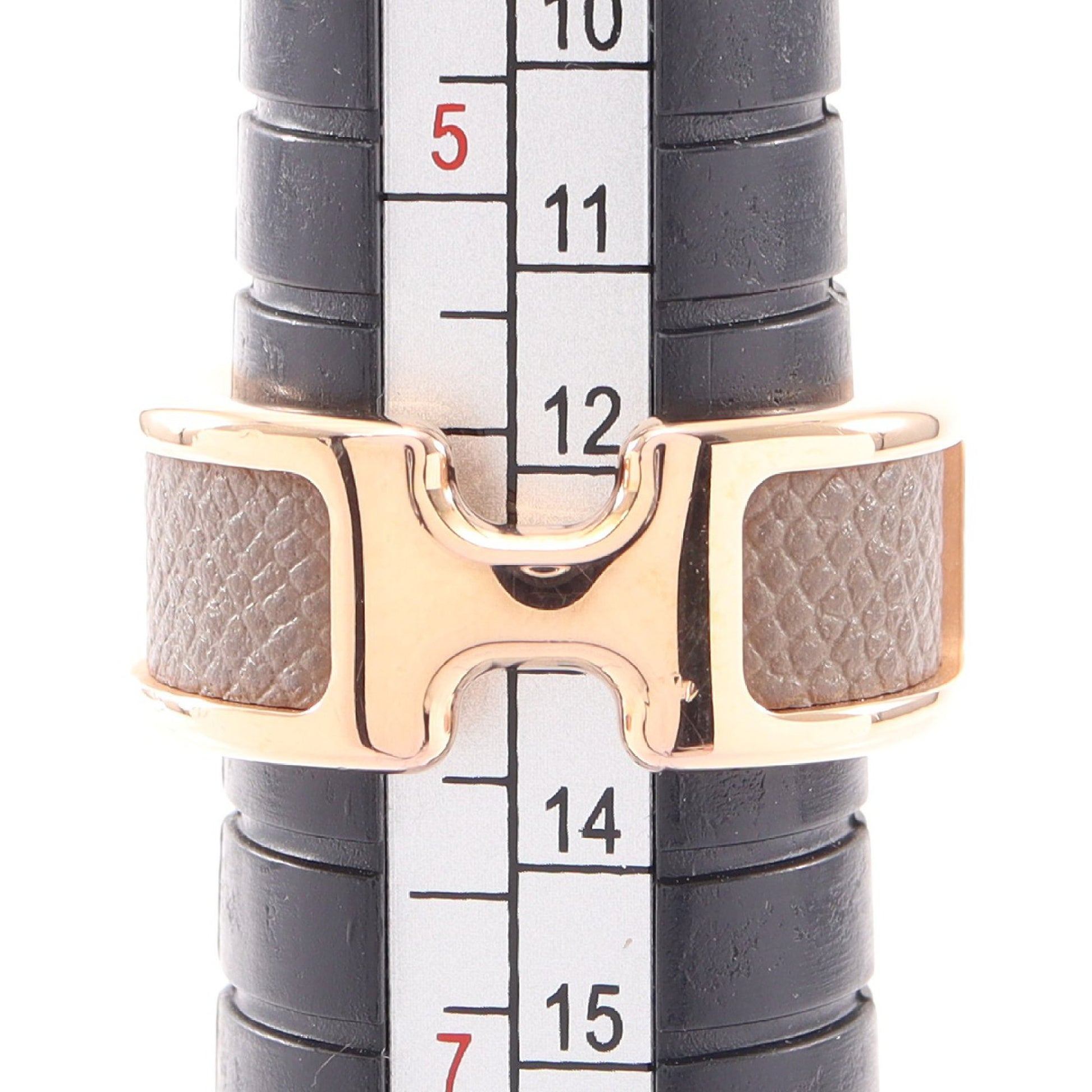 オランプPM エトゥープ リング 指輪 GP レザー ピンクゴールド グレーブラウン エルメス アクセサリー HERMES