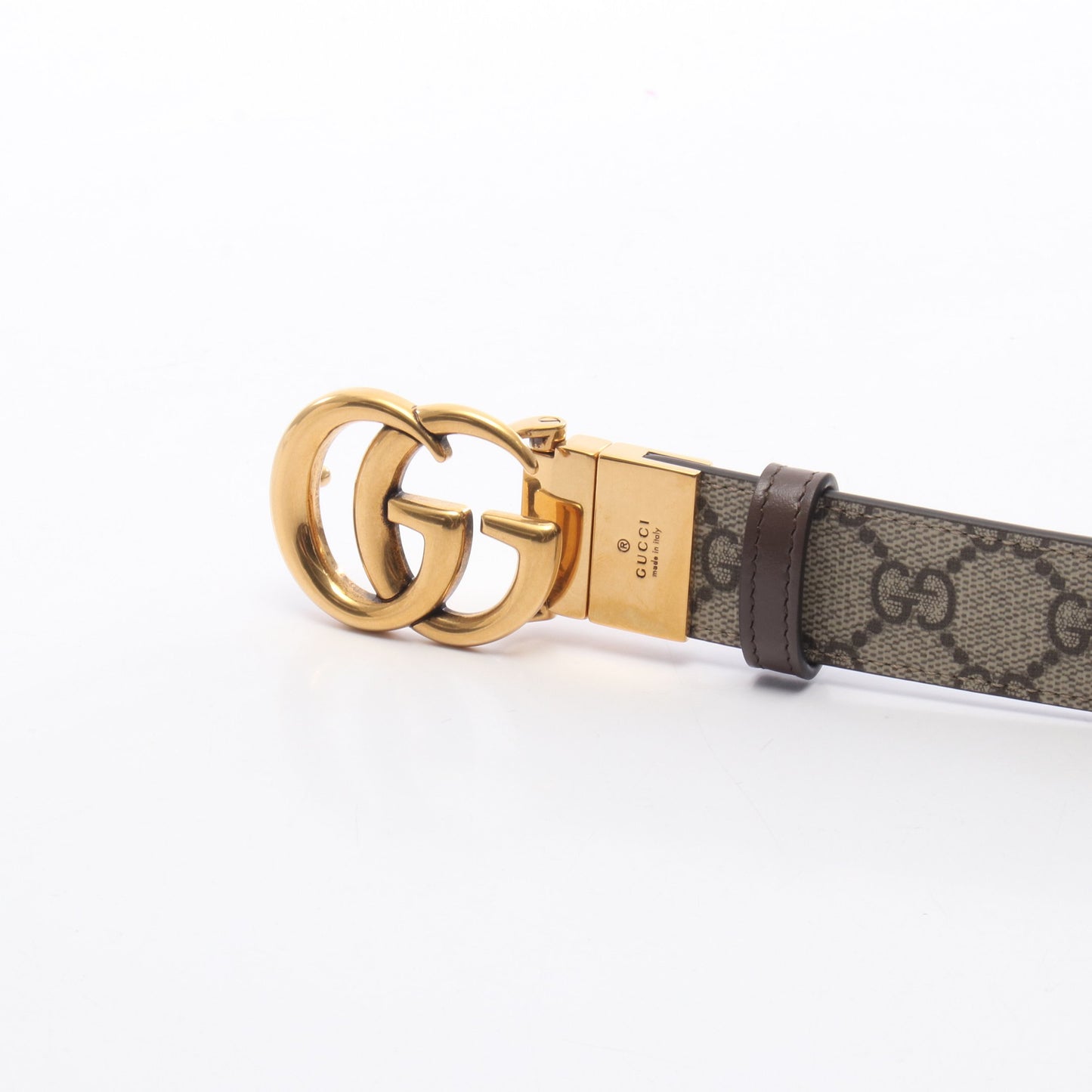 GGマーモント GGスプリーム ベルト PVC レザー ベージュ ダークブラウン グッチ