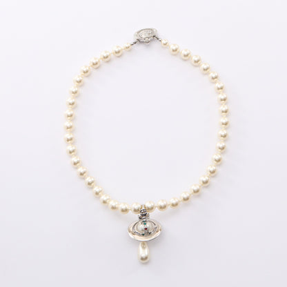 ONE ROW PEARL DROP チョーカー フェイクパール ラインストーン オフホワイト シルバー マルチカラー ヴィヴィアンウエストウッド
