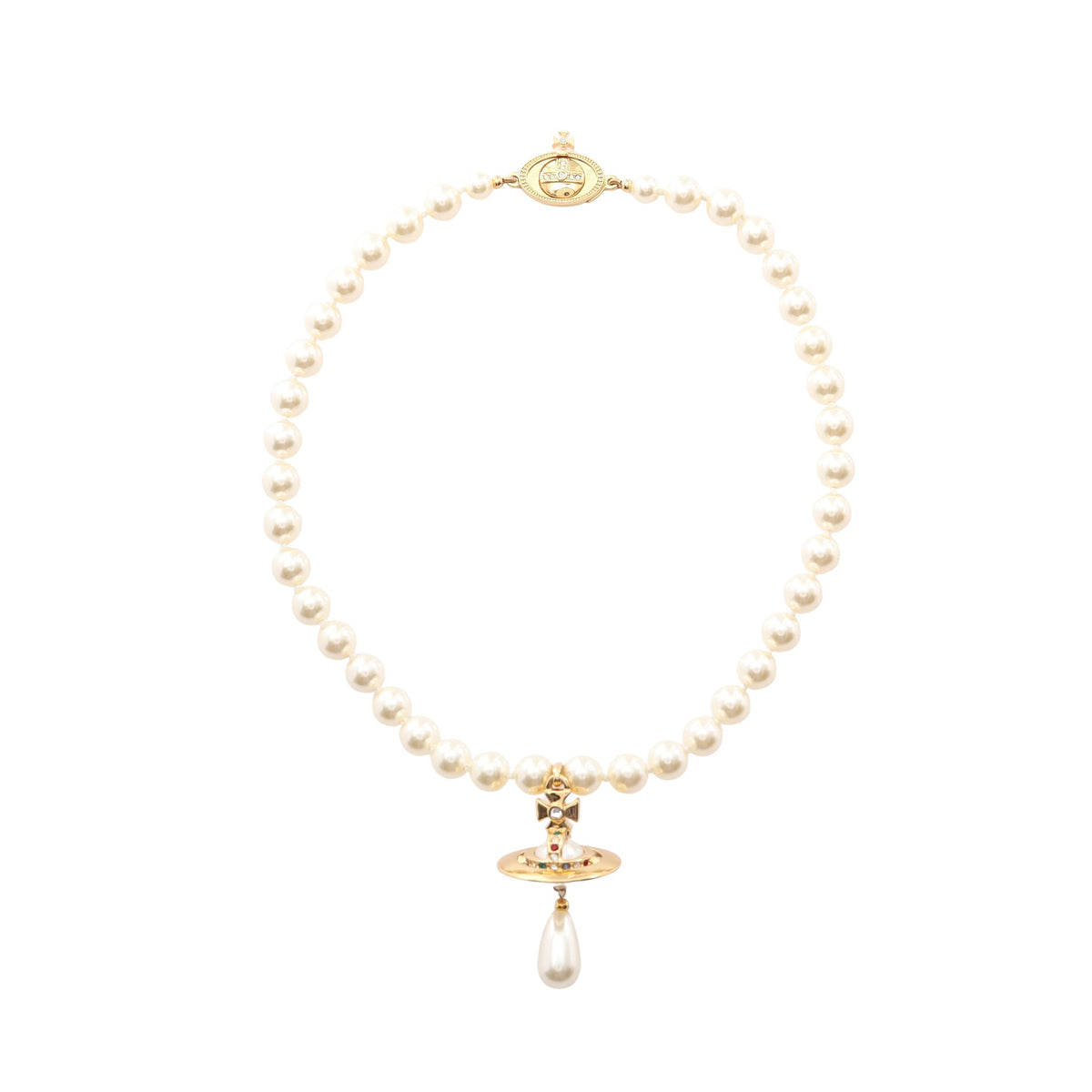 ONE ROW PEARL DROP チョーカー フェイクパール GP ラインストーン オフホワイト ゴールド マルチカラー ヴィヴィアンウエストウッド アクセサリー Vivienne Westwood