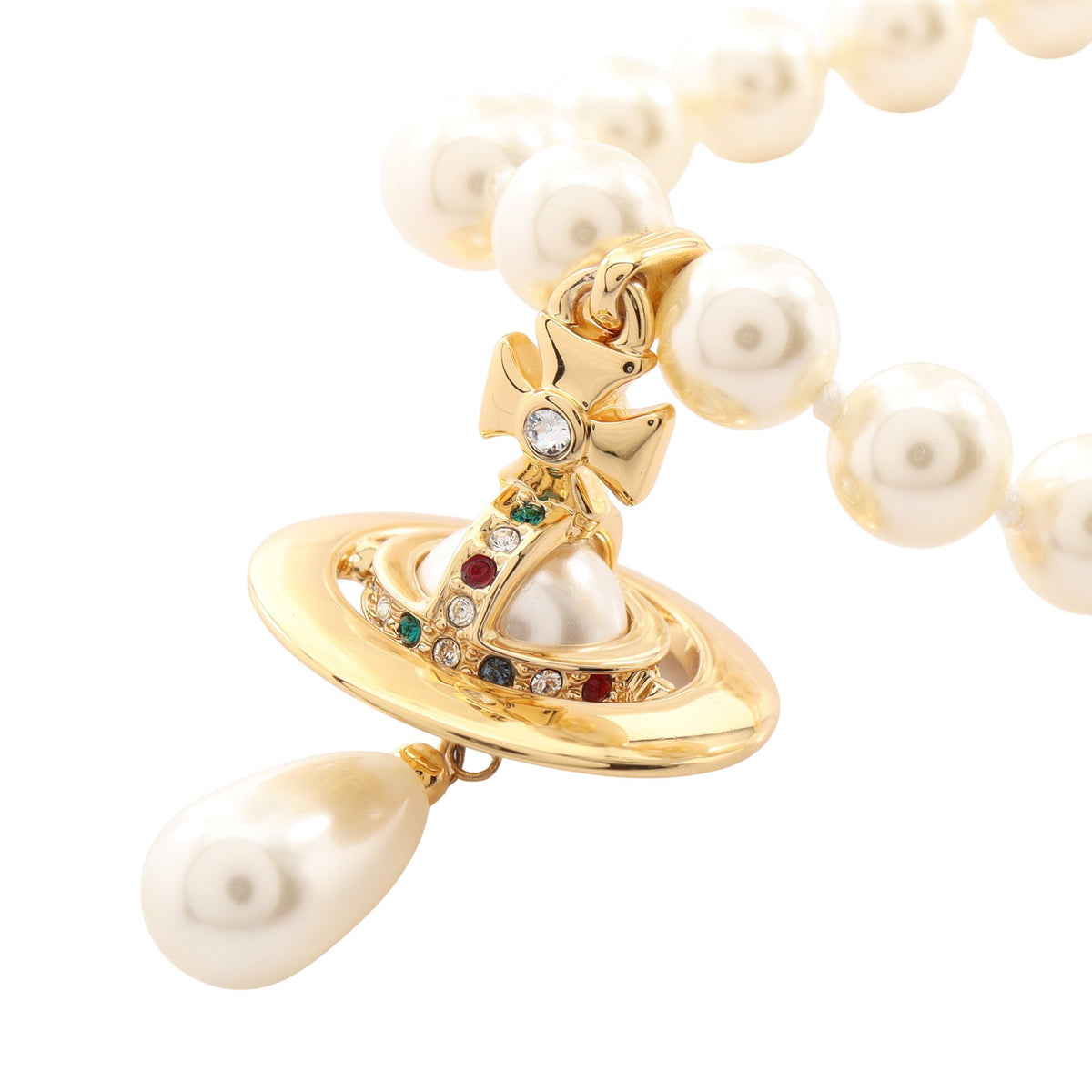 ONE ROW PEARL DROP チョーカー フェイクパール GP ラインストーン オフホワイト ゴールド マルチカラー ヴィヴィアンウエストウッド アクセサリー Vivienne Westwood
