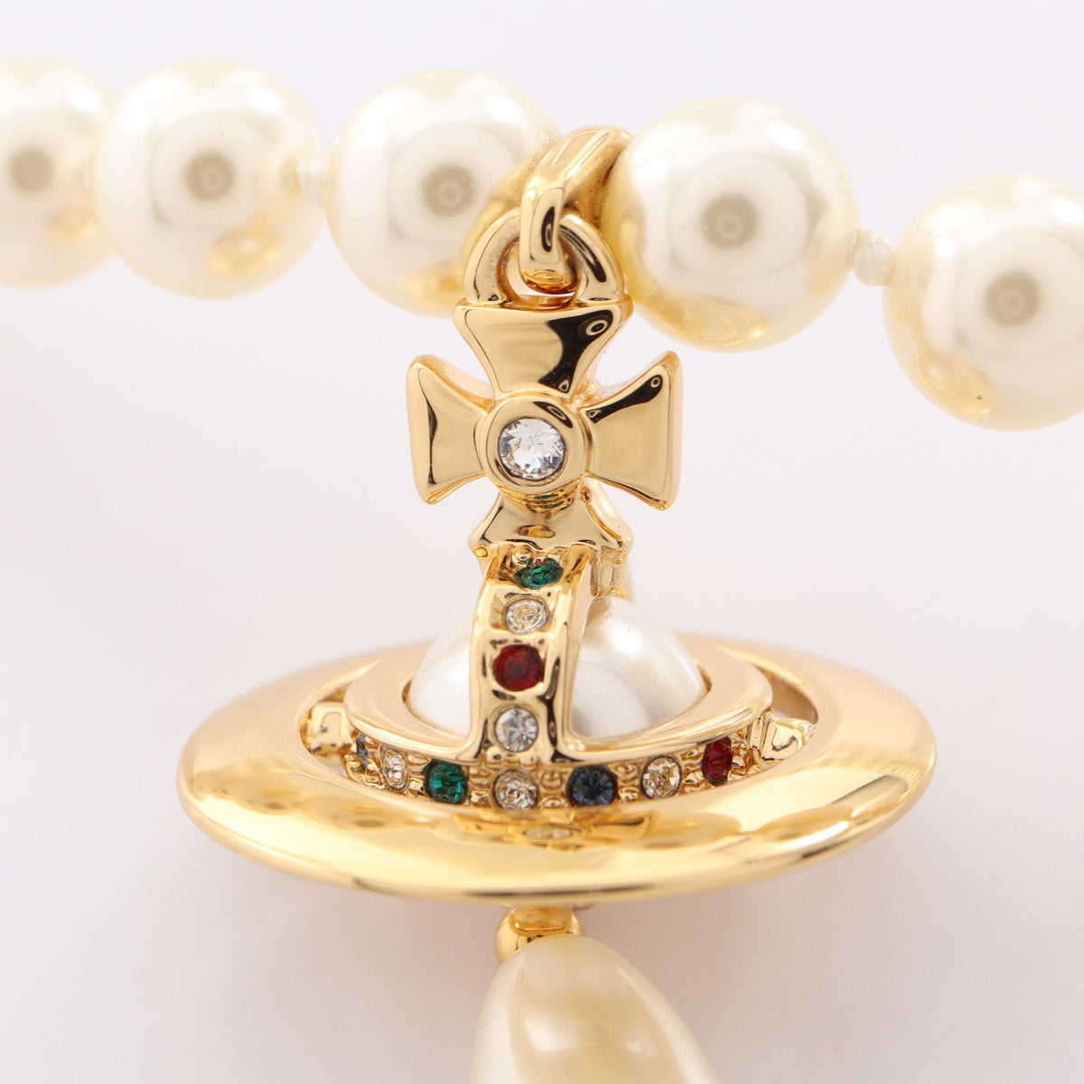 ONE ROW PEARL DROP チョーカー フェイクパール GP ラインストーン オフホワイト ゴールド マルチカラー ヴィヴィアンウエストウッド アクセサリー Vivienne Westwood