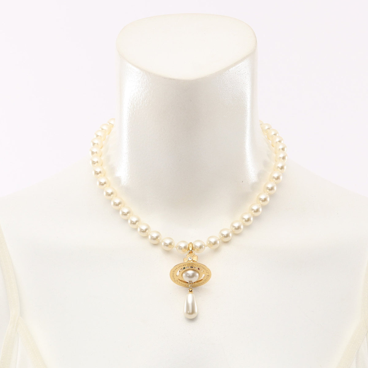 ONE ROW PEARL DROP チョーカー フェイクパール GP ラインストーン オフホワイト ゴールド マルチカラー ヴィヴィアンウエストウッド アクセサリー Vivienne Westwood