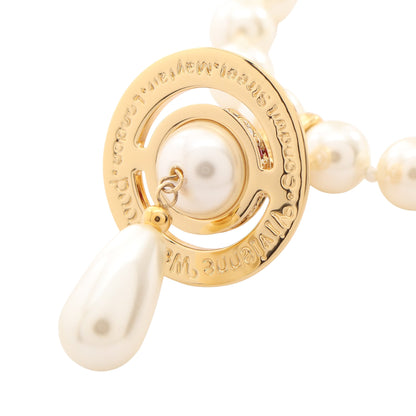 ONE ROW PEARL DROP チョーカー フェイクパール GP ラインストーン オフホワイト ゴールド マルチカラー ヴィヴィアンウエストウッド アクセサリー Vivienne Westwood