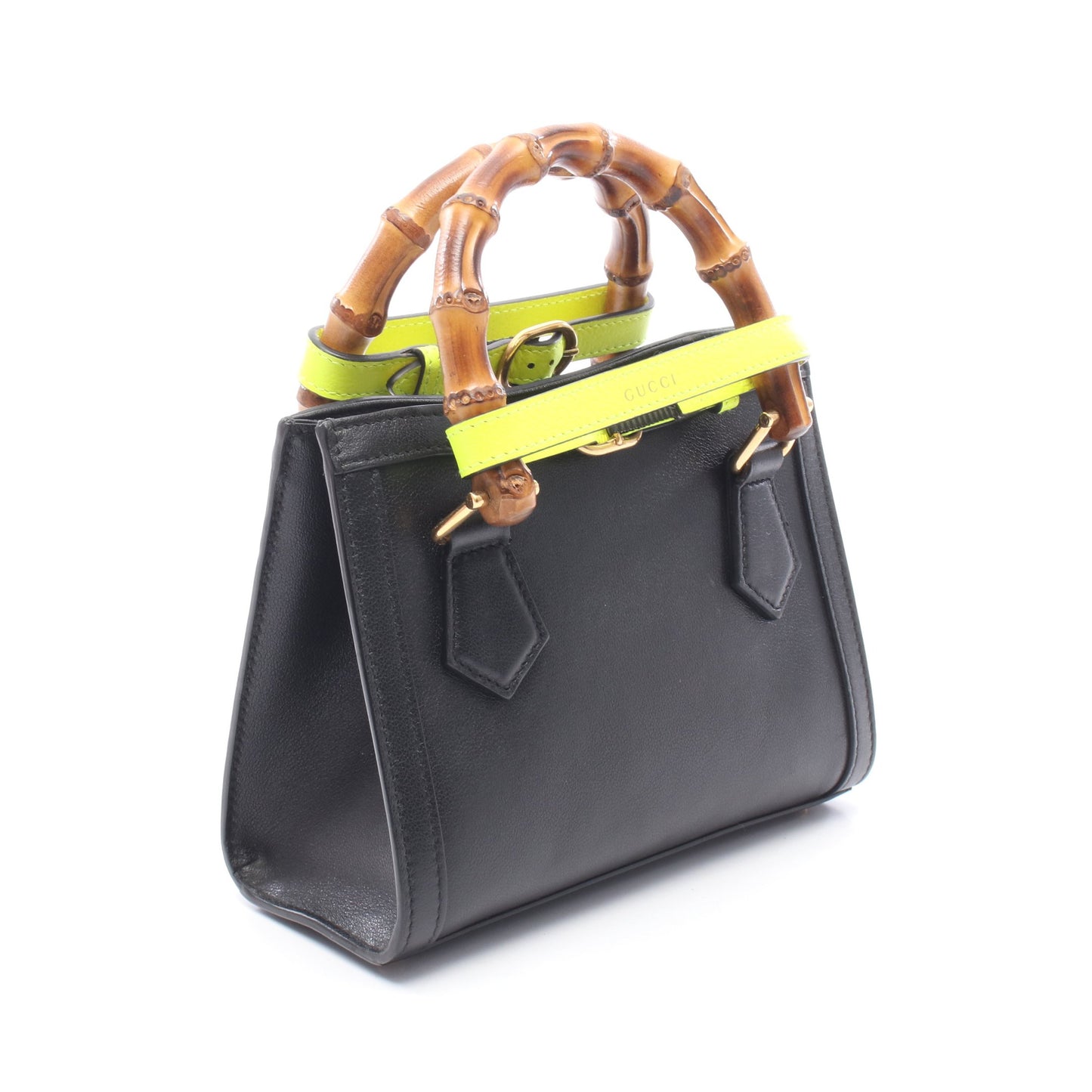 ダイアナ ミニ GGマーモント 2WAY ハンドバッグ レザー ブラック グッチ バッグ GUCCI