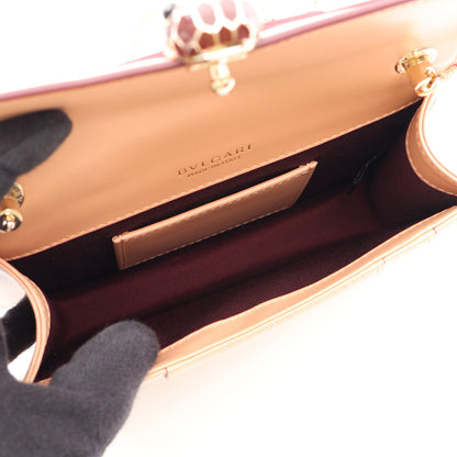 セルペンティ フォーエバー クロスボディ チェーンショルダーバッグ レザー ピンクベージュ ブルガリ バッグ BVLGARI