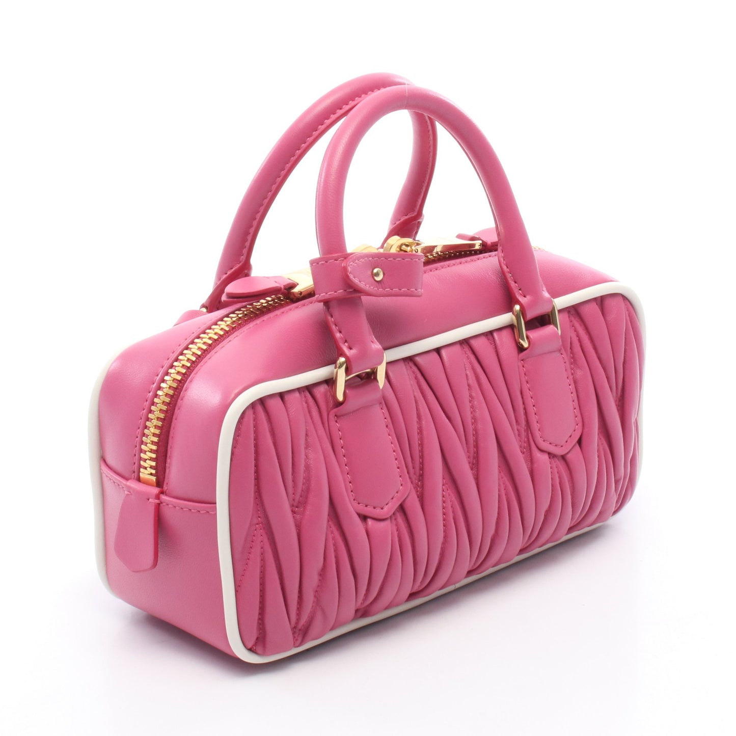 MATELASSE マテラッセ 2WAY ハンドバッグ レザー ピンク ホワイト ミュウミュウ