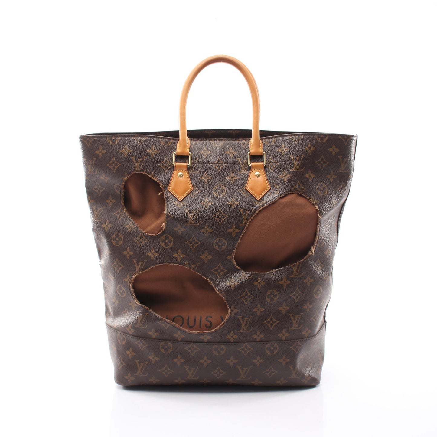 LOUIS VUITTON × 川久保玲 ウィズ ホールズ モノグラム ハンドバッグ トートバッグ PVC レザー ブラウン ルイヴィトン