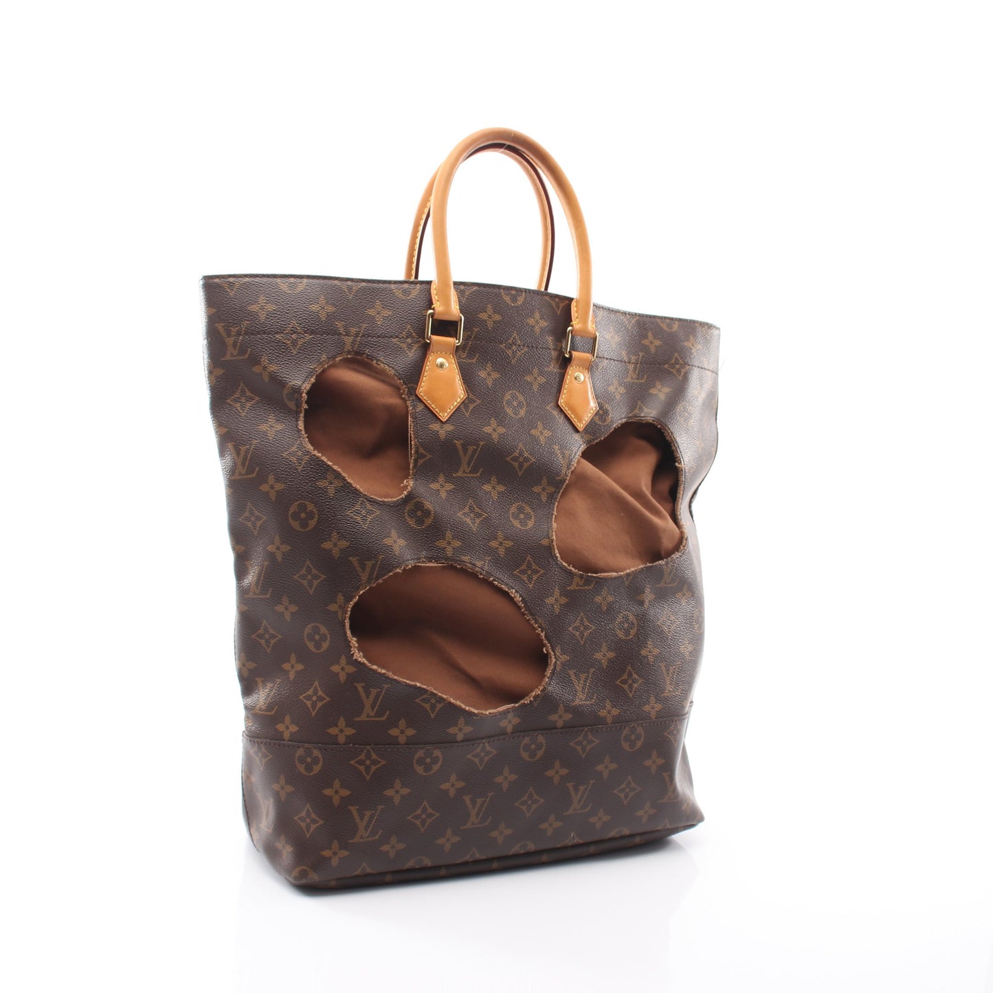 LOUIS VUITTON × 川久保玲 ウィズ ホールズ モノグラム ハンドバッグ トートバッグ PVC レザー ブラウン ルイヴィトン