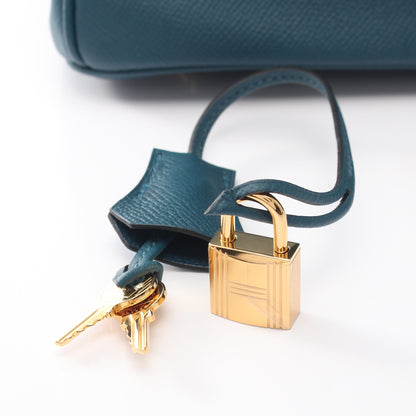 バーキン30 コルヴェール ハンドバッグ ヴォーエプソン ブルーグリーン ゴールド金具 T刻印 エルメス