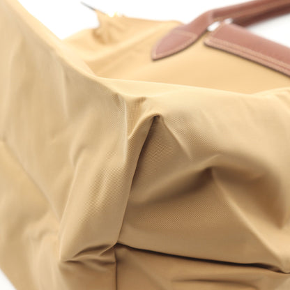 LE PLIAGE ORIGINAL M ル プリアージュ オリジナル M ショルダーバッグ トートバッグ キャンバス レザー ベージュ ブラウン ロンシャン バッグ LONGCHAMP