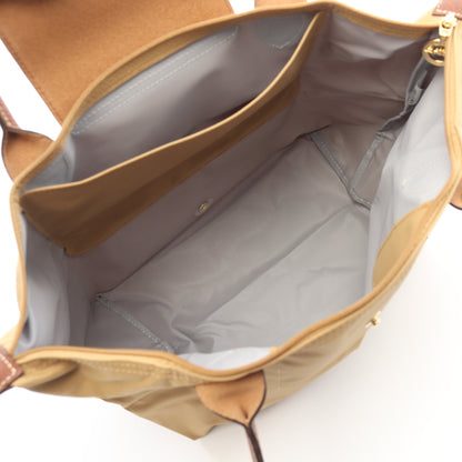 LE PLIAGE ORIGINAL M ル プリアージュ オリジナル M ショルダーバッグ トートバッグ キャンバス レザー ベージュ ブラウン ロンシャン バッグ LONGCHAMP