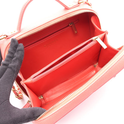 CCフィグリー バニティバッグ 2WAY チェーンショルダーバッグ キャビアスキン コーラルピンク ゴールド金具 シャネル