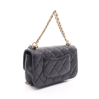 マトラッセ ミニ 2WAY チェーンショルダーバッグ キャビアスキン ブラック ゴールド金具 シャネル バッグ CHANEL