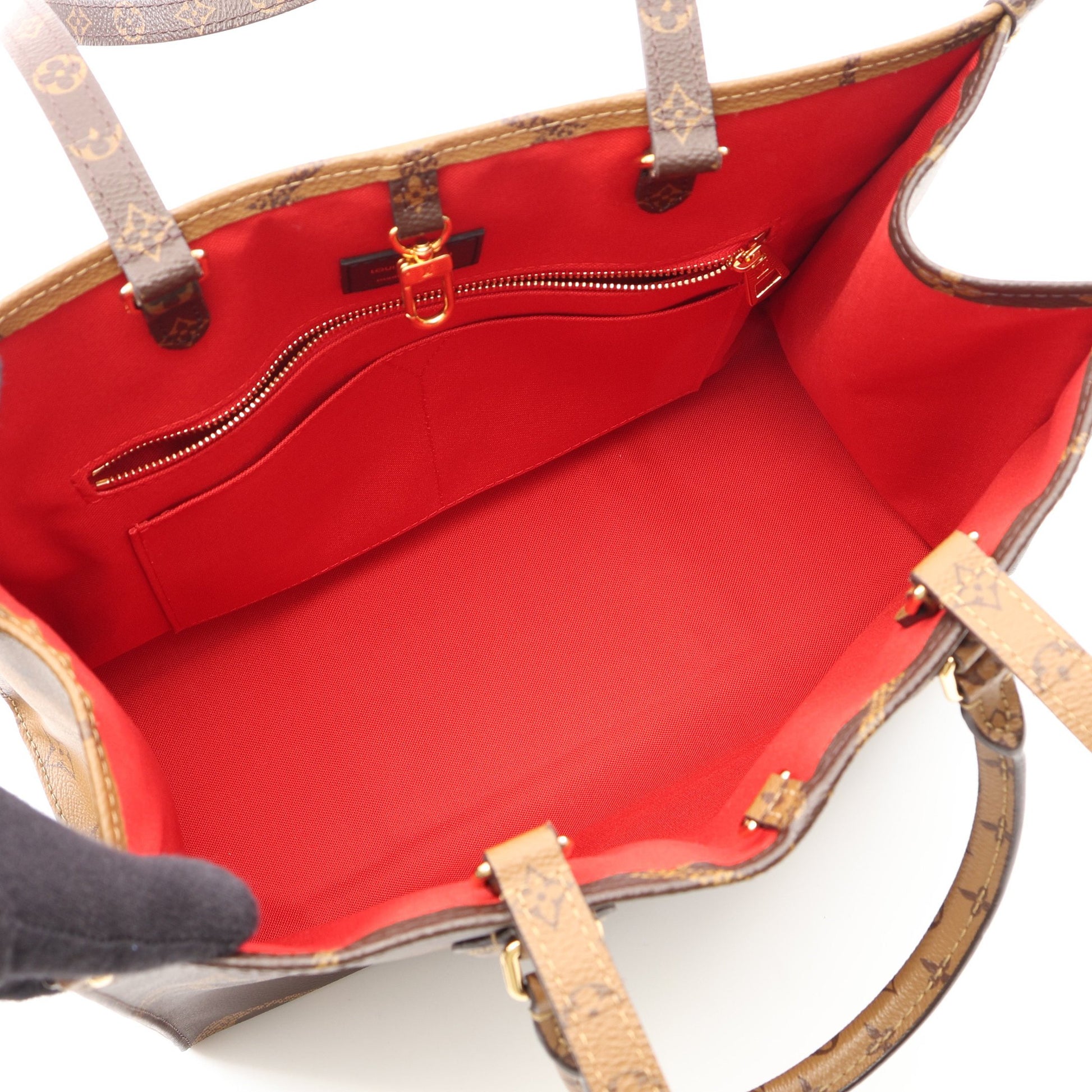 オンザゴーMM モノグラムジャイアント リバース 2WAY ショルダーバッグ トートバッグ PVC ブラウン ベージュ ルイヴィトン バッグ LOUIS VUITTON