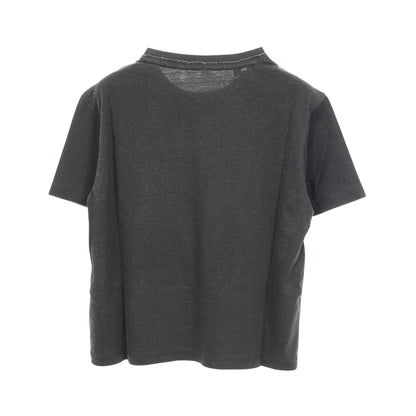 ロゴ ポケット付き ダメージ加工 半袖Tシャツ コットン ダークグレー ゲス