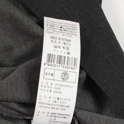 ロゴ ポケット付き ダメージ加工 半袖Tシャツ コットン ダークグレー ゲス