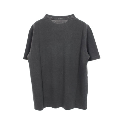 ロゴ ポケット付き ダメージ加工 半袖Tシャツ コットン ダークグレー ゲス