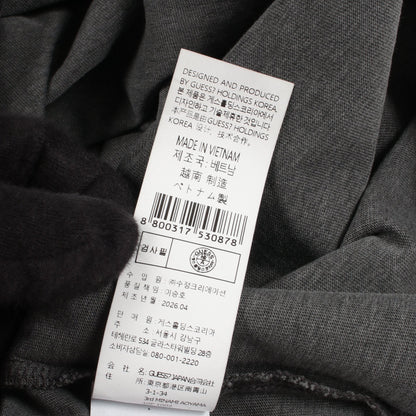 ロゴ ポケット付き ダメージ加工 半袖Tシャツ コットン ダークグレー ゲス