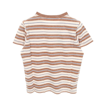 ボーダー クルーネック 半袖Tシャツ コットン ライトブラウン ライトベージュ ブルー ゲス