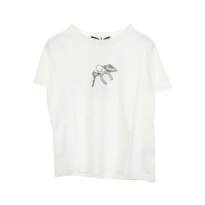 キーチェーン ダメージ加工 半袖Tシャツ コットン ホワイト ゲス