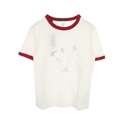スターグラフィック ロゴ 半袖Tシャツ コットン ホワイト レッド ゲス