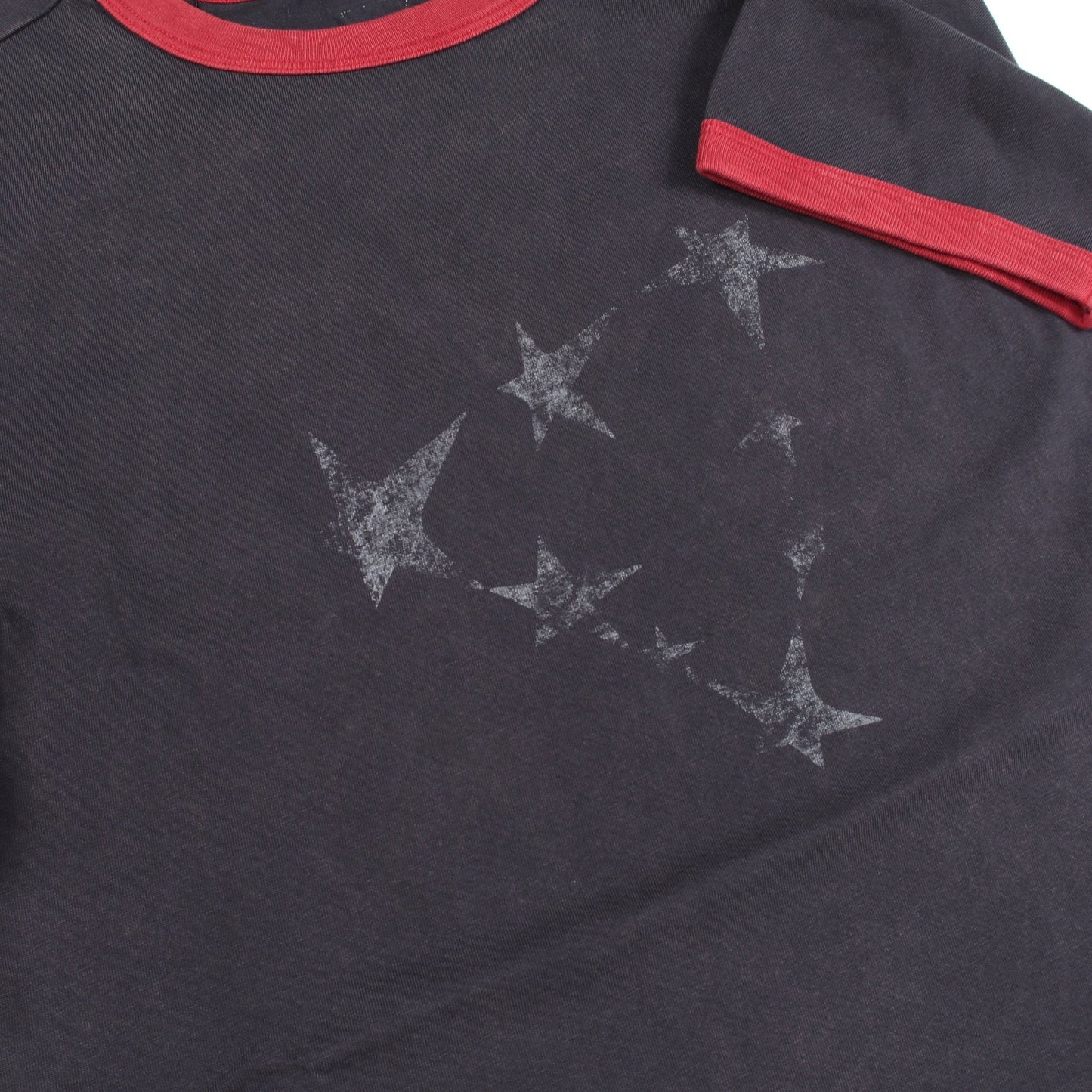スターグラフィック ロゴ 半袖Tシャツ コットン ブラック レッド ゲス