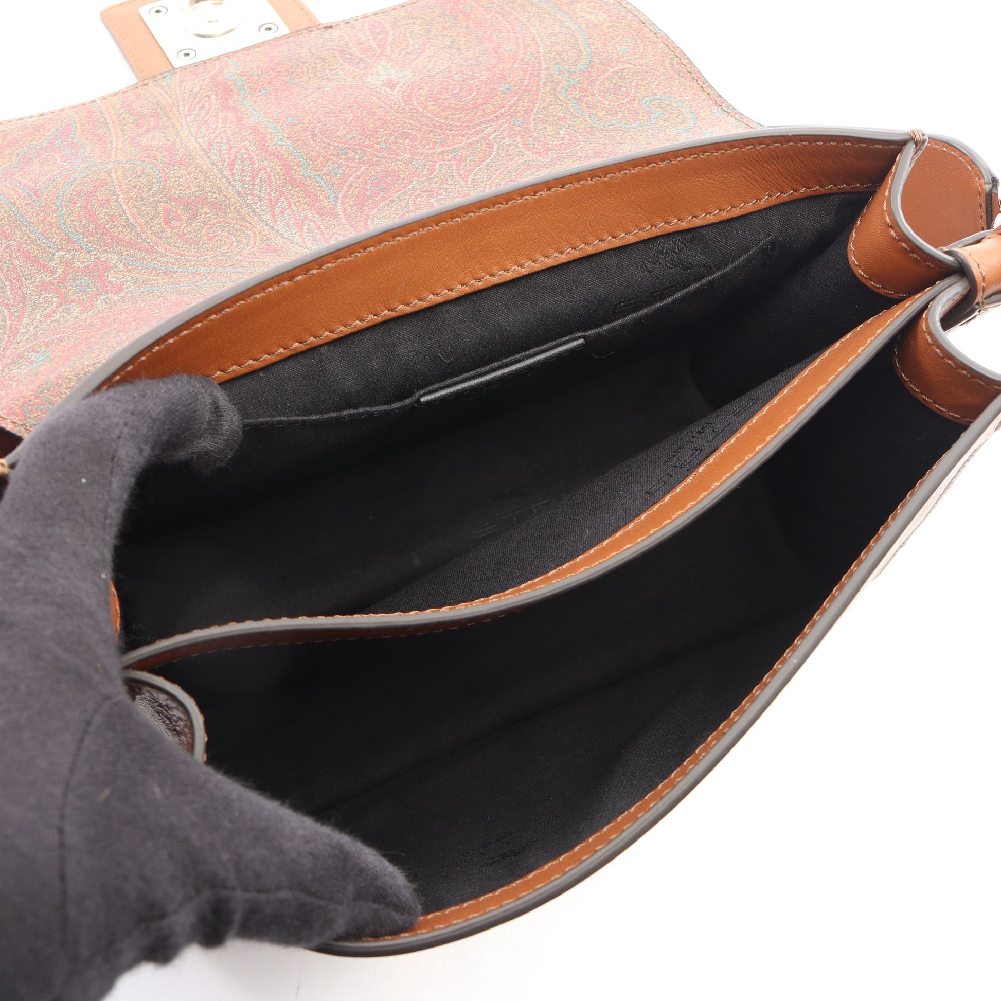 ペイズリー 2WAY ハンドバッグ PVC レザー ブラウン エトロ バッグ ETRO