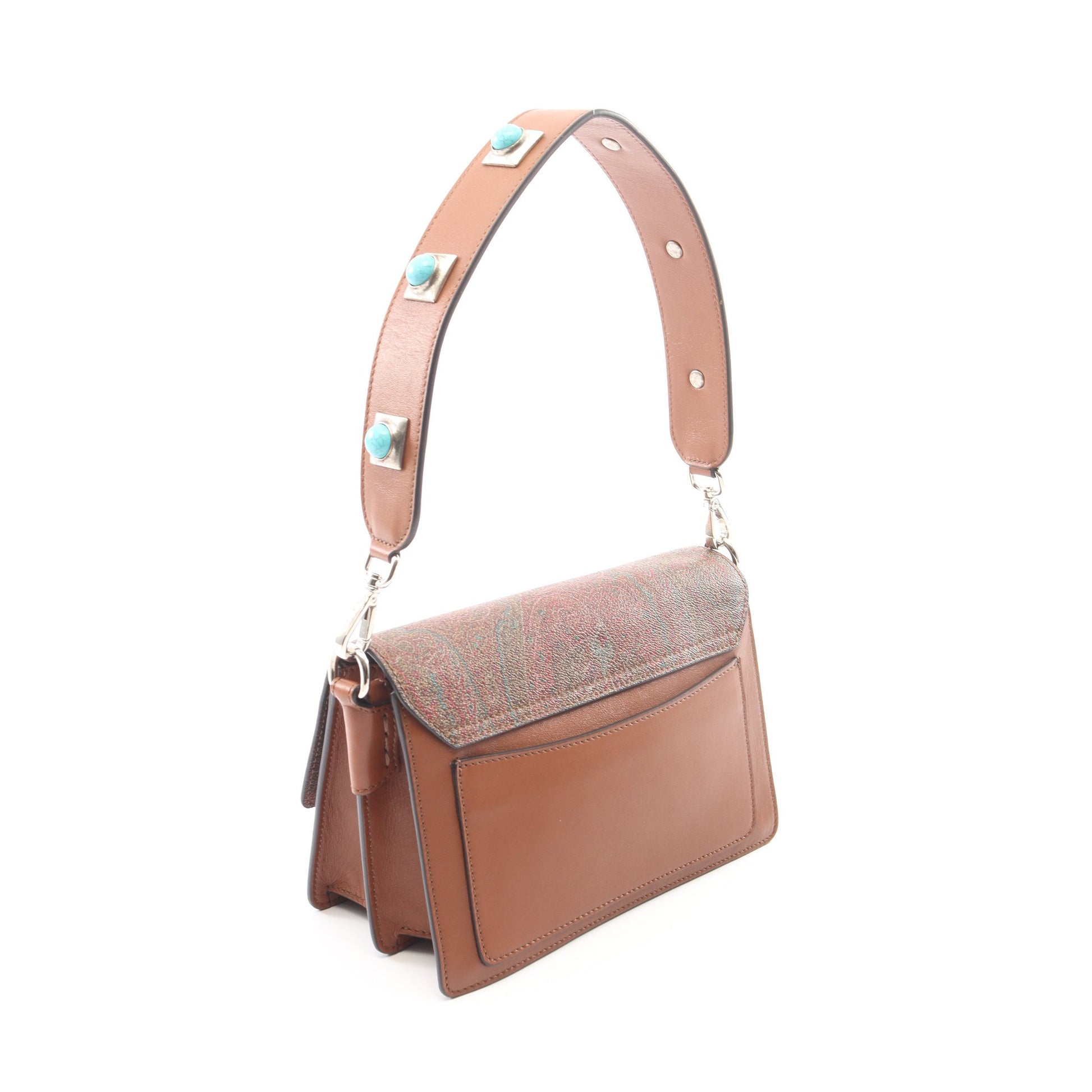ペイズリー 2WAY ハンドバッグ PVC レザー ブラウン エトロ バッグ ETRO