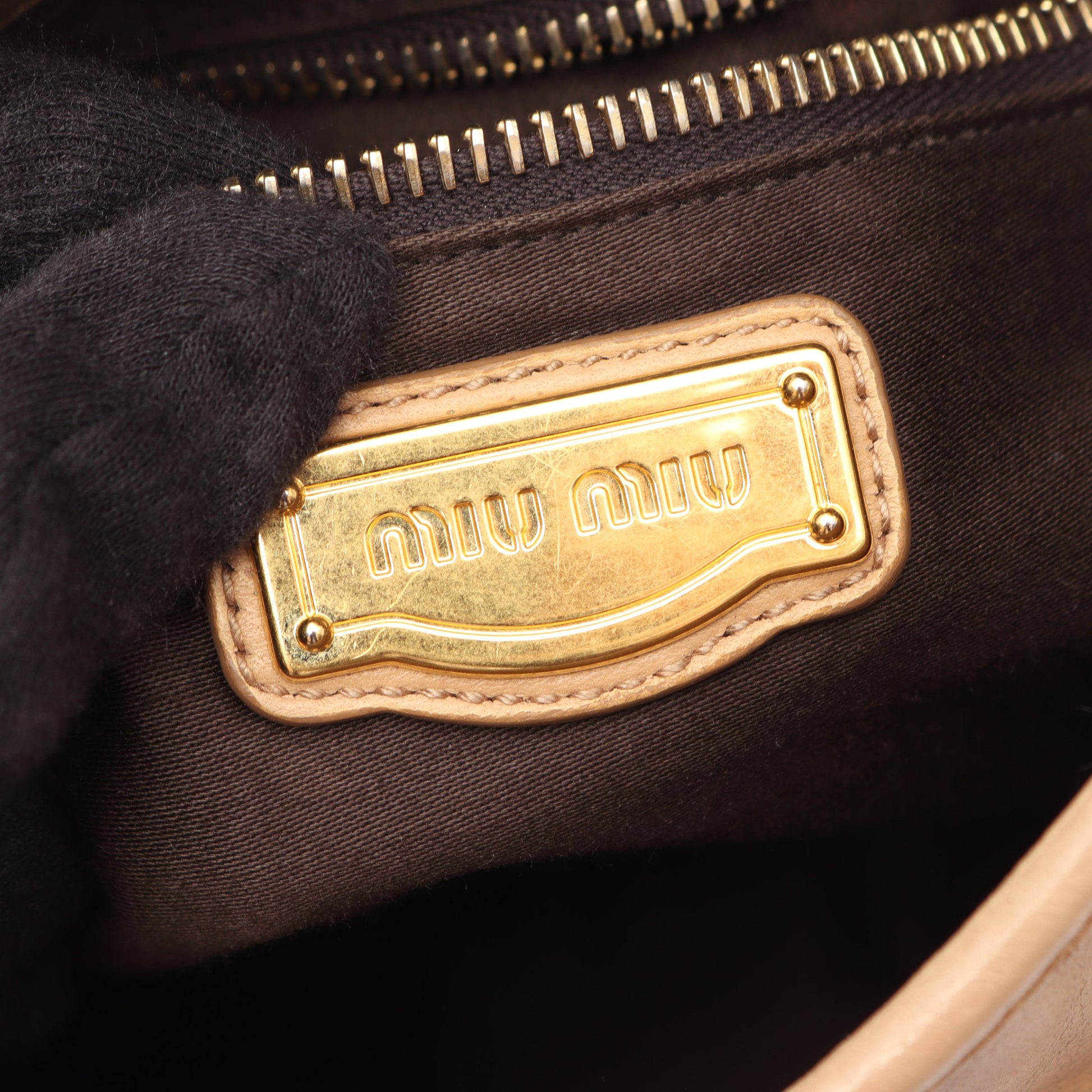 マテラッセ 2WAY ハンドバッグ レザー ベージュ ミュウミュウ バッグ miu miu