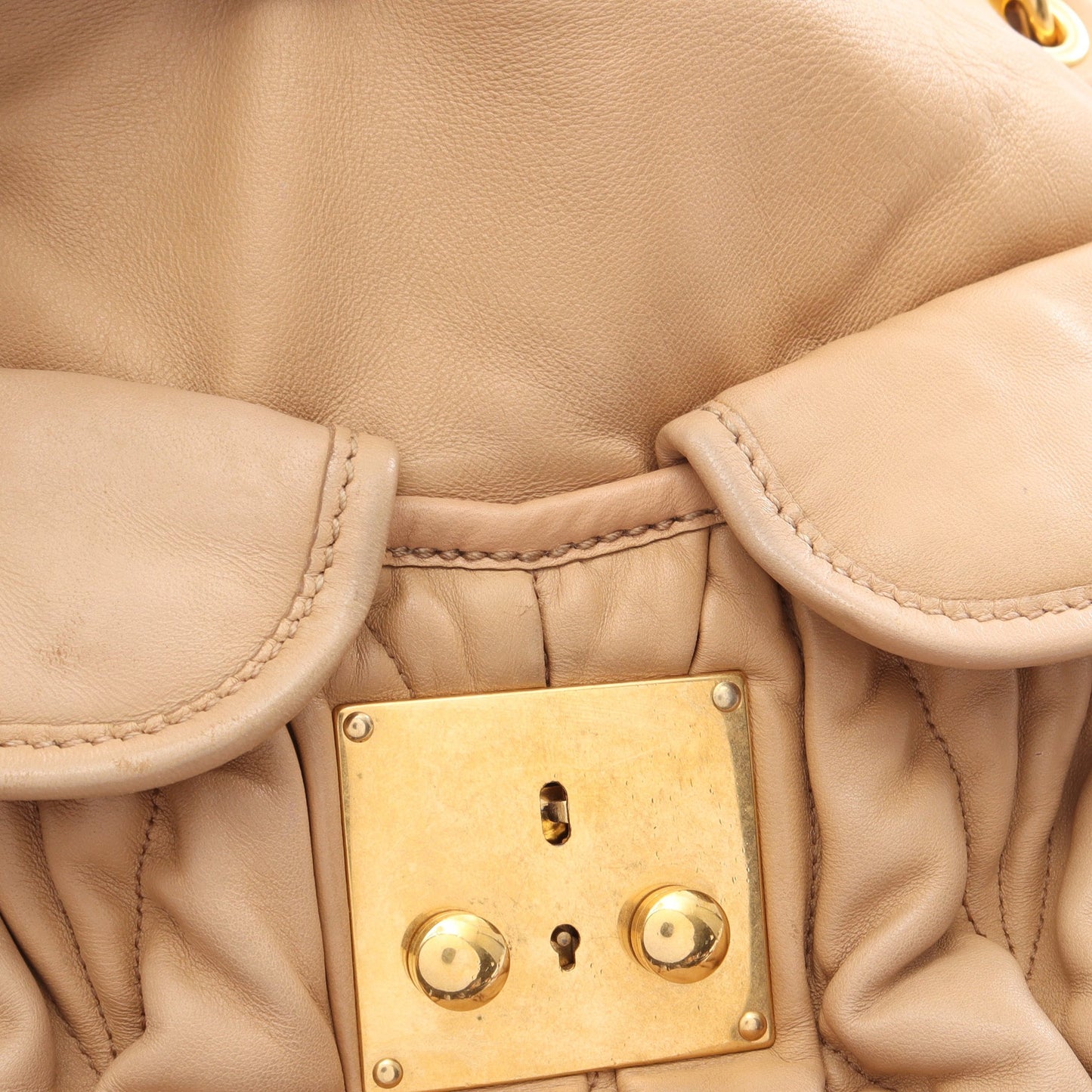 マテラッセ 2WAY ハンドバッグ レザー ベージュ ミュウミュウ バッグ miu miu
