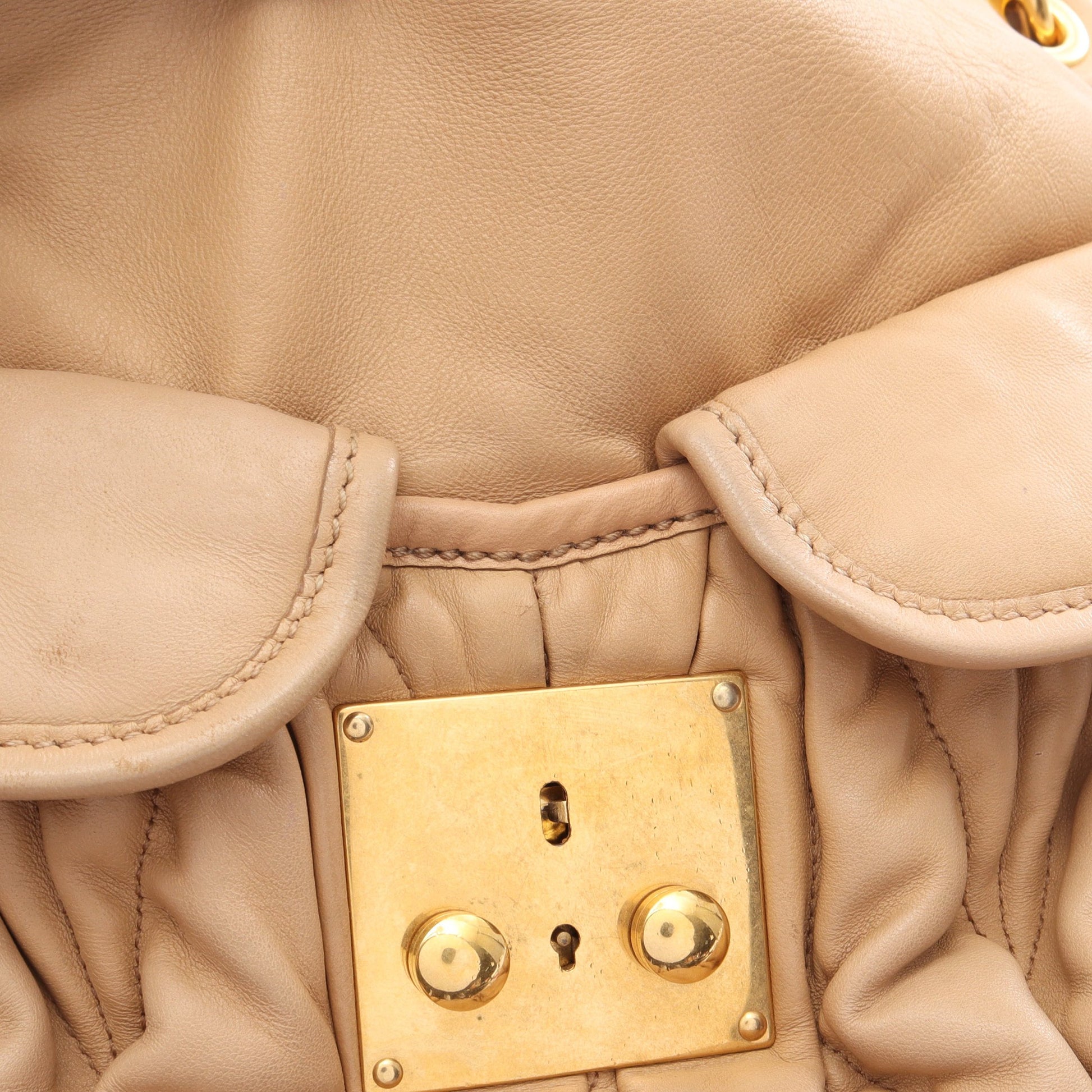 マテラッセ 2WAY ハンドバッグ レザー ベージュ ミュウミュウ バッグ miu miu